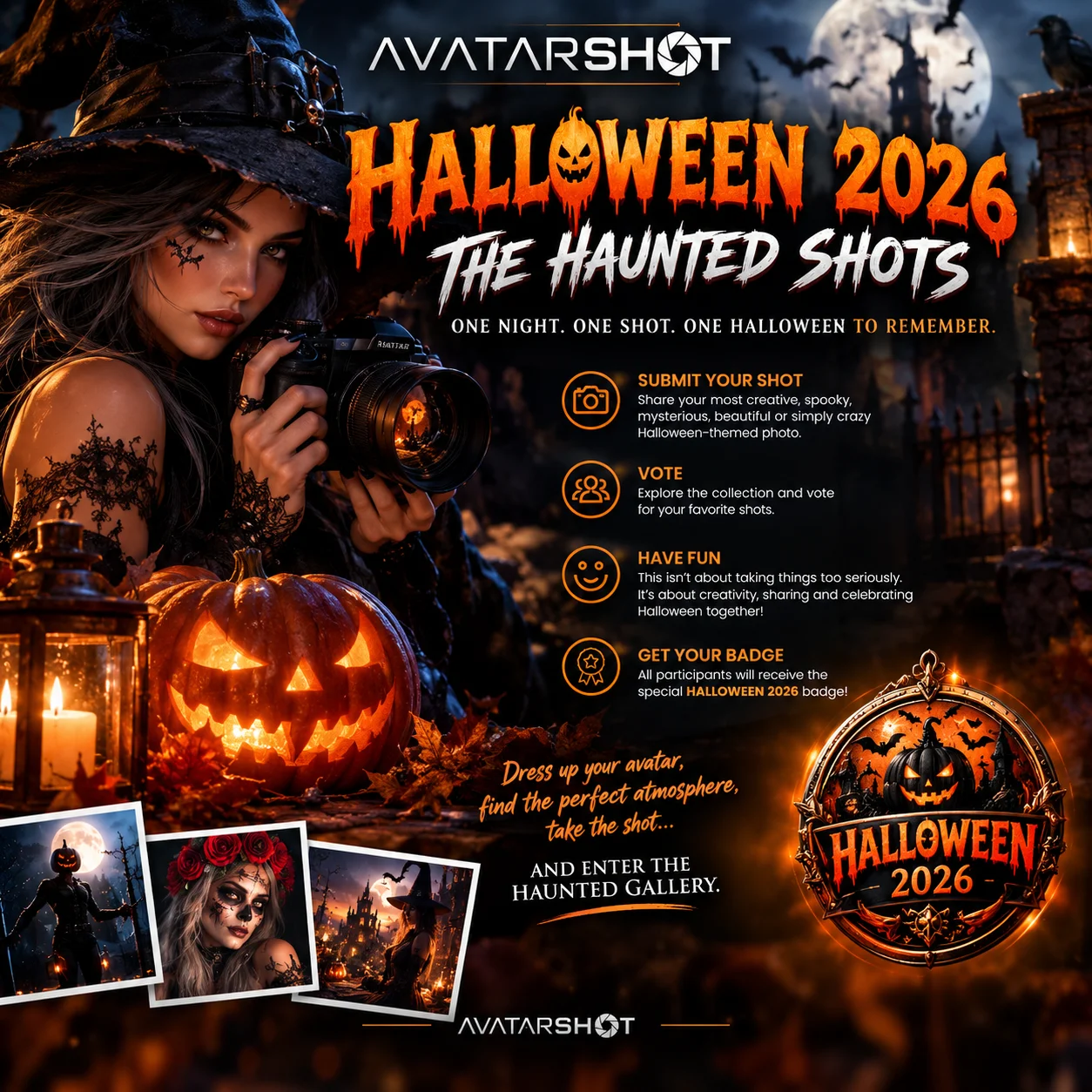 🎃 HALLOWEEN 2026 — THE HAUNTED SHOTS 👻 · Challenges · AvatarShot