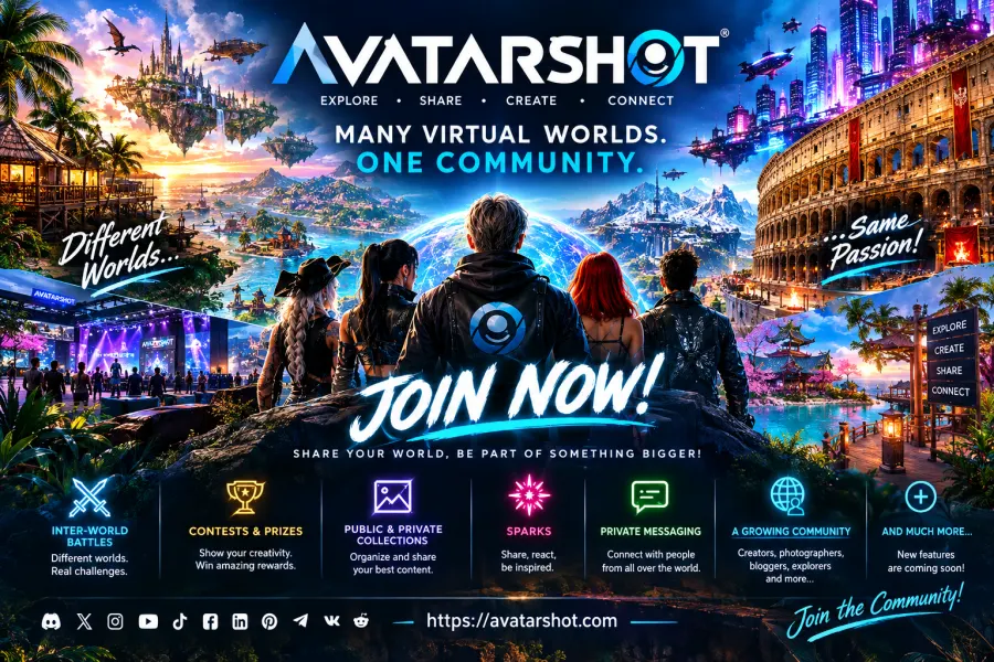 🌎 **MANY VIRTUAL WORLDS. ONE COMMUNITY.**

AvatarShot is growing — and this is only the beginning. 🚀

Different wo...
