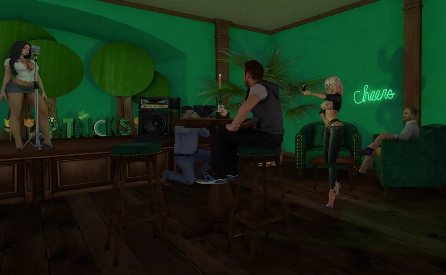Taking a few topless selfies at a cool Irish Pub.