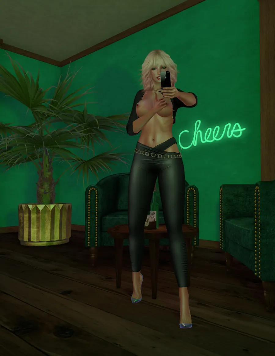 Taking a few topless selfies at a cool Irish Pub.