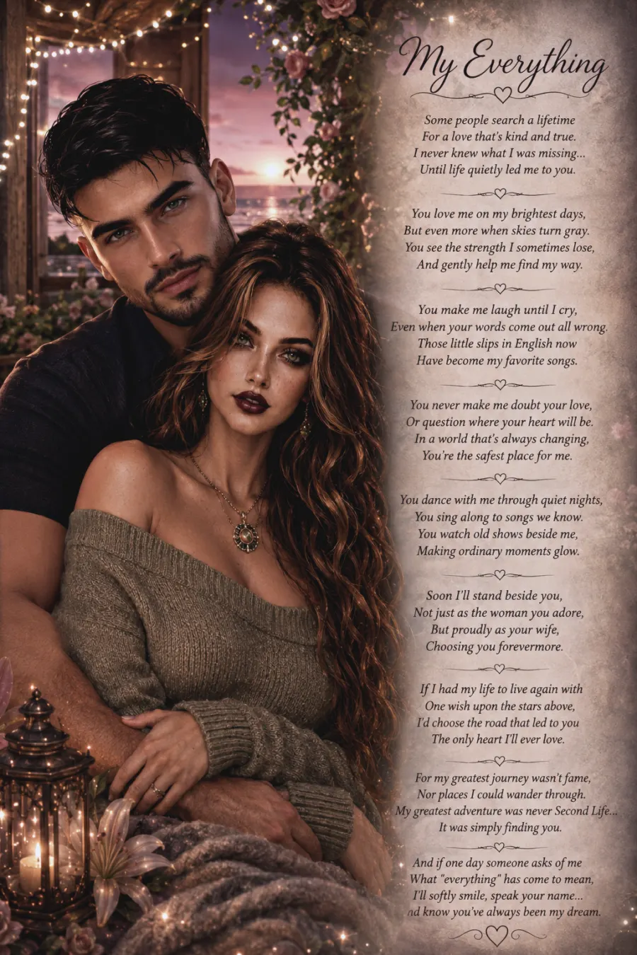 I made this for my handsome fiance for his birthday. It is based off our second life avatars.