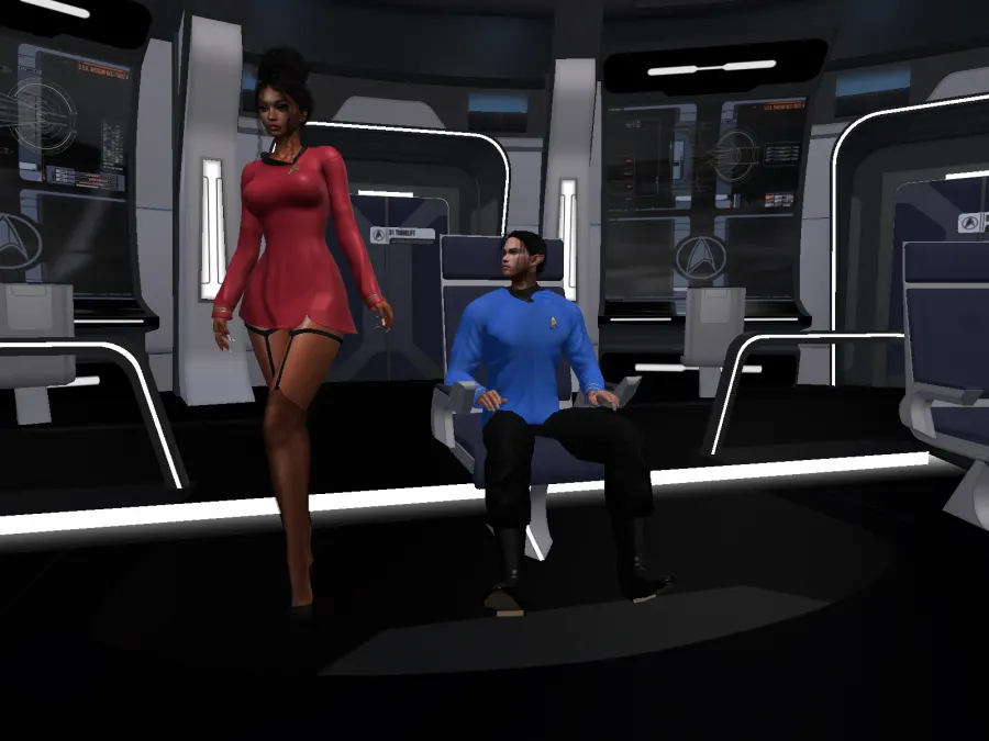 On the bridge of the USS Shogun with my husband Cory.  Letting our inner geek side show.