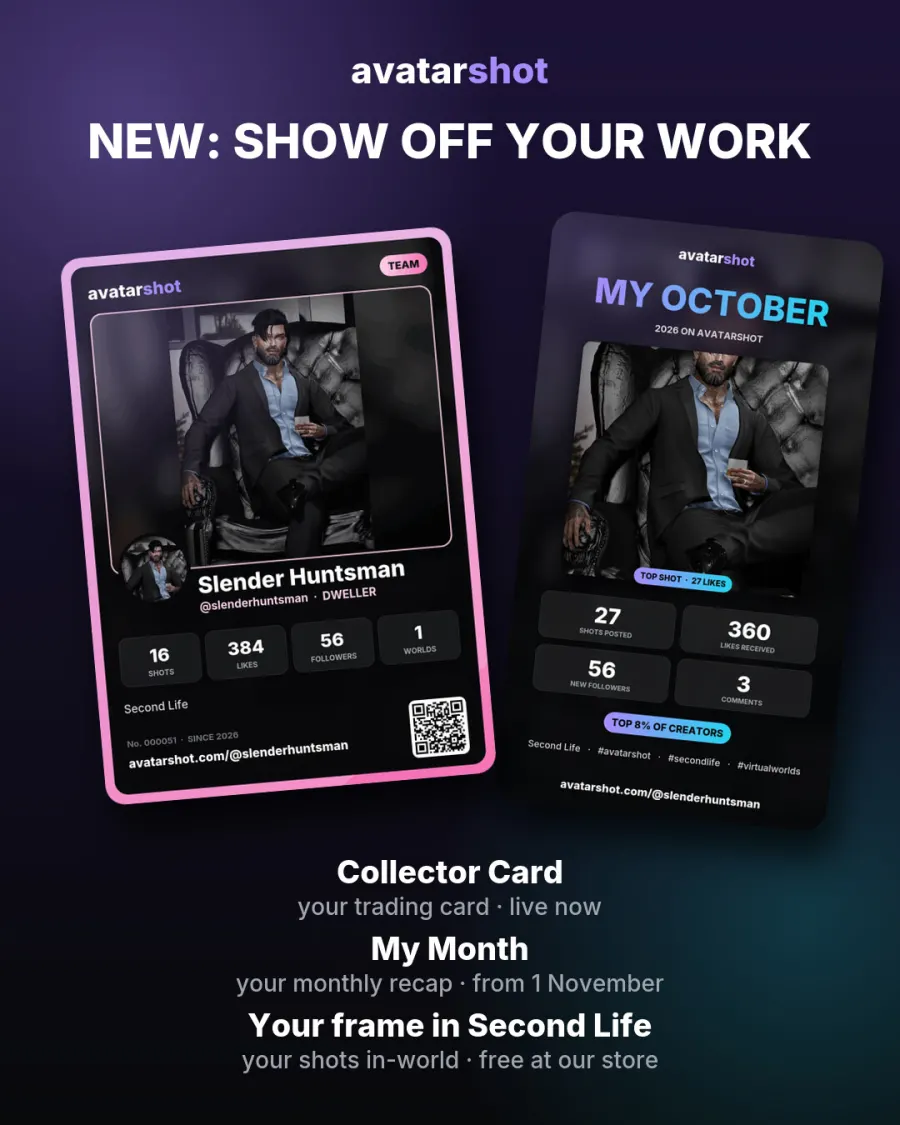 New on AvatarShot: show off your work ✨

🃏 Collector Card — live now
Every member now has a trading card: your best...