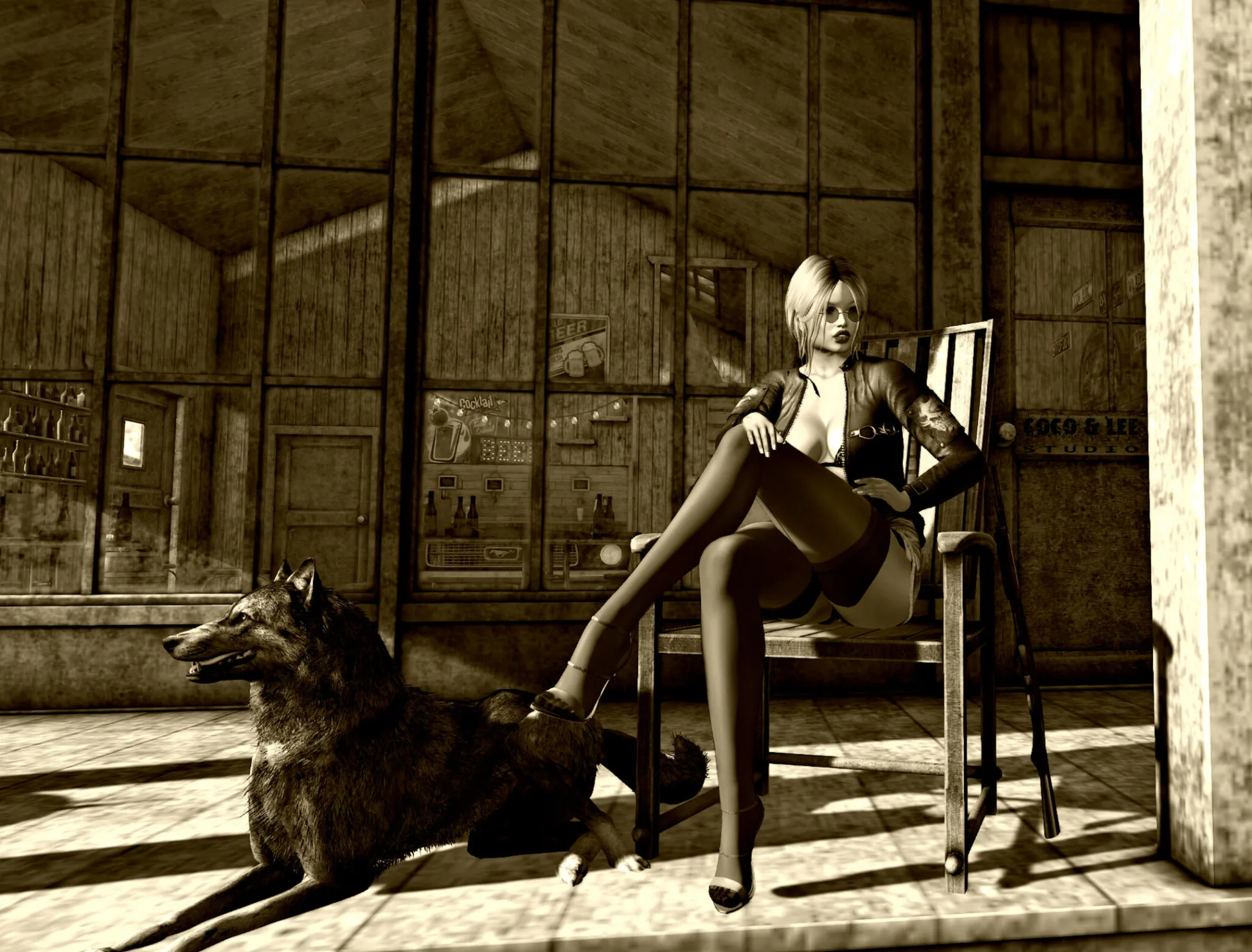 Sitting on the porch. The dog and seat was on a sim I visited