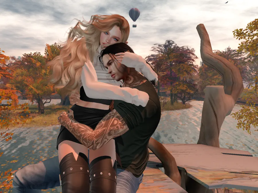 Enjoying exploring Second Life with my husband Cory.