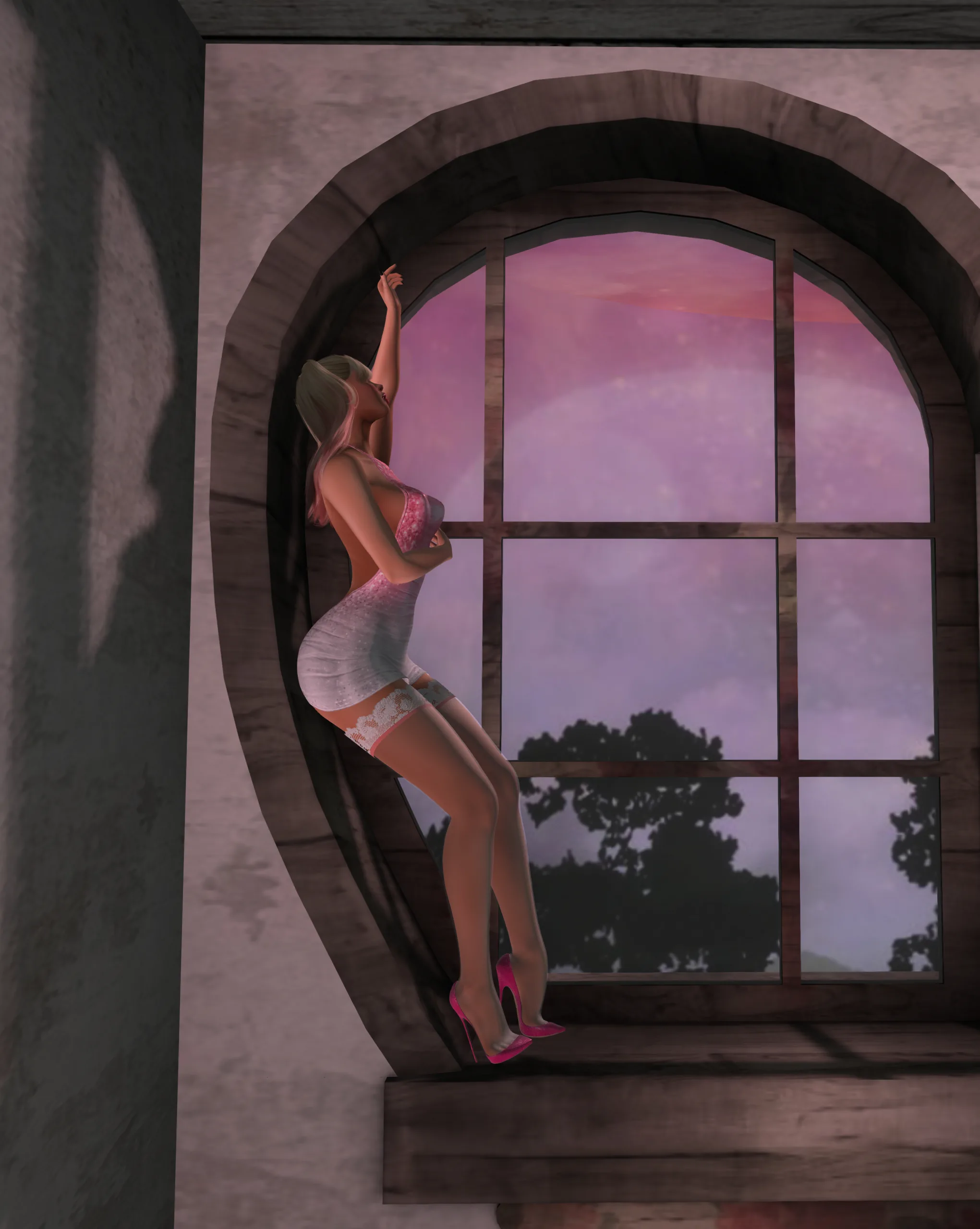 I loved the colours so this background called to me to pose in the window 😀