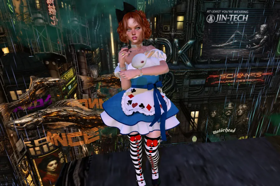 Alice heard it was BYOB, so she brought her own bunny! - 8th Day of Halloween