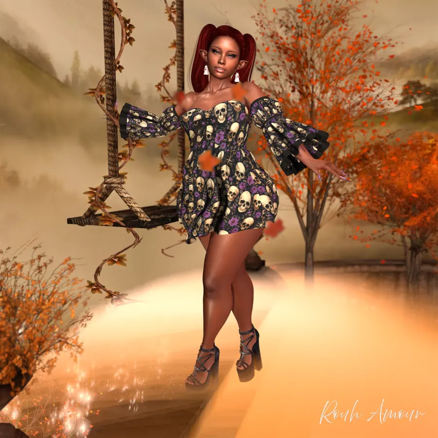 Fall Flounce, I love the sleeves on this spooky skull dress from Ari-Pari at Trick or Treat Lane!
Full credits on Flick...