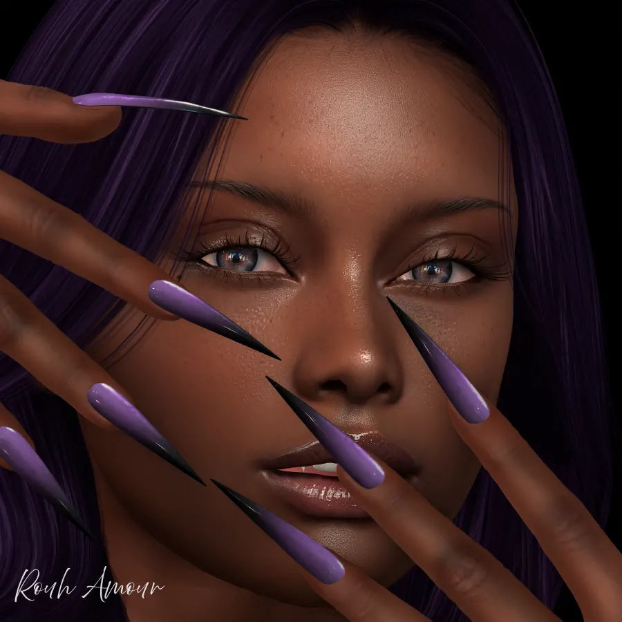 Purple on Point, I hope I don't poke my eyes out with these nails. I don't know how I got the pretty contacts from Achin...