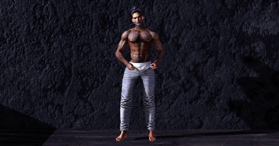 Owning the space with a bold stance and rugged vibes. Simple denim, detailed ink, pure confidence.